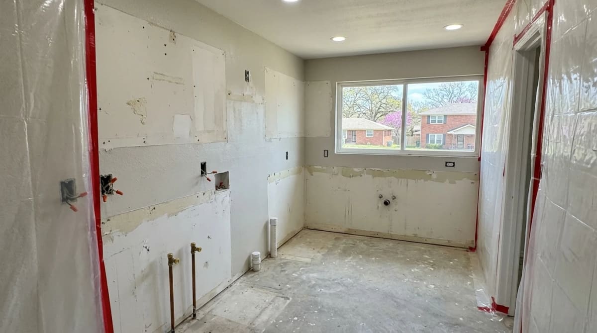 Kitchen after a clean tear-out