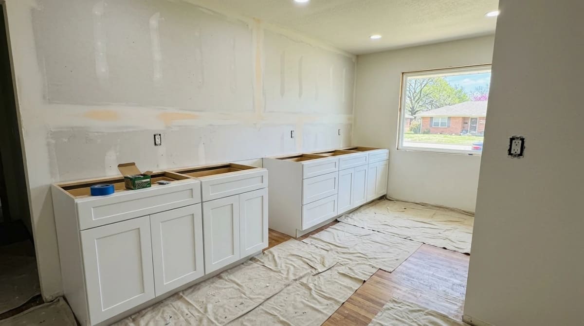 Kitchen remodel with new cabinets in progress